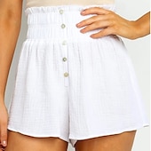 ieftine Bermude-Pentru femei Pantaloni Scurți Pantaloni Șic Stradă Casual Scurt Natural Simplu Buzunar Respirabilitate Απαλό Comfortabil Micro-elastic În aer liber Vacanță Negru Alb Gri Deschis Cafea Vară Fit regulat