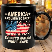 cheap Mugs &amp; Cups-Patriotic Coffee Mug America A Country So Great 11oz Black Ceramic Cup Funny USA Gift for Men Women Veterans Independence Day Political Humor Drinkware