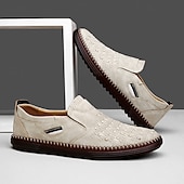 preiswerte Herrenpantoletten &amp; -slipper-Herren Slipper aus braunem Wildleder - atmungsaktive, ausgehöhlte Freizeitschuhe für Sommer und Arbeit