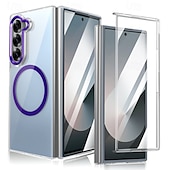 cheap Samsung Cases-Phone Case For Samsung Galaxy Z Fold 3 Back Cover Magnetic Support Wireless Charging Shockproof Retro PC