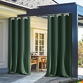 cheap Waterproof Curtains-Waterproof Outdoor Curtains for Indoor Wedding Patio Thick Privacy Grommet Curtains for Wedding Bedroom, Living Room, Porch, Pergola, Cabana, 1 Panel