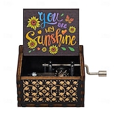 お買い得  Acessórios para festa-1個 You Are My Sunshine オルゴール 手回し式 木製 ビンテージ レーザー彫刻 小型オルゴール 奥様/お父様へのギフト 誕生日/クリスマス/記念日/結婚式/バレンタイン/母の日ギフト
