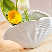 cheap Statues-Shell-Shaped Decorative Vase, Resin Material, Solid Color Home Tabletop Decor, Flower Vase for Floral Hydroponics and Table Decoration