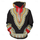 abordables sudaderas con capucha de talla grande para hombre-Hombre Talla Grande Sudadera Grande y alto Estilo Bohemio Con Capucha Manga Larga Primavera &amp; Otoño Design Ropa deportiva Casual Grande y alto Casual Diario Tops