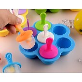 cheap Ice Cube Tray-Silicone Popsicle Molds 7-cavity DIY Ice Pop Mold with Colorful Sticks For egg biting ice cream molds storage containers non stick cake molds