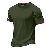 お買い得  ベーシックTシャツ-男性用 Tシャツ マッスルシャツ 半袖 クルーネック 夏 活発的 クラシック スポーツ ランニング ライトブルー ブラック ライトグリーン メンズトップTシャツ