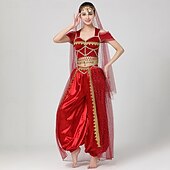 Недорогие Одежда для танцев живота-Танец живота Кофты Золотые наклепки Чистый цвет Планка Жен. Выступление Учебный С короткими рукавами Завышенная талия Полиэстер