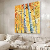 abordables Peintures Abstraites-peinture à l&#039;huile de paysage de forêt d&#039;automne peinte à la main peinture à l&#039;huile d&#039;automne art mural ensemble de 2 peintures abstraites beiges sur toile une paire de peinture de paysage de texture