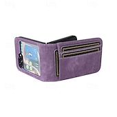 cheap Samsung Cases-Phone Case For Samsung Galaxy Z Flip 6 Z Flip 5 Z Flip 4 Z Flip 3 Back Cover Card Slot Shockproof Retro TPU PU Leather