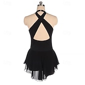 levne Šaty na krasobruslení-Šaty na bruslení Dámské Dívčí Buz Pateni Šaty Černá Slátanina Otevřít Zpět Síťka Spandex Elastické Trénink Profesionální Soutěž Bruslařské oblečení Zahřívací Křišťál a napodobenina Bez rukávů