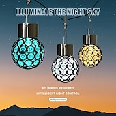 economico Striscie luci ad energia solare-2 pezzi di luci esterne a LED solari, lampadari appesi, lanterne esterne impermeabili con luce che cambia colore per decorazioni per le feste in giardino, balcone, cortile