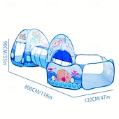 baratos Atividade ao Ar Livre-Tenda de playground três em um com tema oceânico, dobrável e portátil, adequada para uso interno.