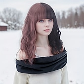 cheap Party Wigs-Synthetic Wig Wavy Curly Weave Layered Haircut With Bangs Machine Made Wig 16 inch A1 Synthetic Hair Women&#039;s Classic Comfortable Color Gradient Multi-color