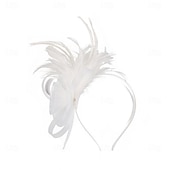 abordables Fascinators-Coiffe Tulle Plumes Mariage Anniversaire Soirée Fête du thé Course de Chevaux Élégant ancien Mignon Avec Plume Casque Couvre-chef