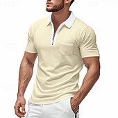 voordelige Klassieke polo voor heren-Voor heren Polo met kwartrits Golfshirt Dagelijks Feestdagen Kwart ritssluiting Korte mouw Modieus Basic Kleurenblok Lapwerk Zomer Lente Normale pasvorm Licht Blauw Zwart Wit Wijn Marineblauw Oranje