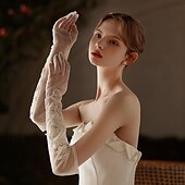 preiswerte Handschuhe für die Party-Gitter Ellenbogen Länge Handschuh Elegant / Süßer Stil Mit Stickerei Hochzeit / Party-Handschuh