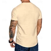 preiswerte Lässige T-Shirts für Herren-Herren T Shirt T-Shirt Kurzarmshirt Kurzarm Rundhalsausschnitt Sommer Einfach Mode Designer Basic Klassisch Urlaub Straße Ausgehen Schwarz Khaki Hellgrau Top T-Shirt für Herren