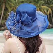 abordables Sombreros de fiesta-Sombreros Sombrero de Sol de Organza Boda Vacaciones Fiesta de Té Carrera de Caballos Cóctel Elegante Vintage Protección Solar Con Adorno Floral