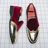 preiswerte Männer Schuhe-Männer Mardi Gras rote Samt und goldene Akzent Slipper – luxuriöse Slipper für Karneval Partys und elegante Veranstaltungen