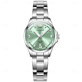 levne Quartz hodinky-olevs 3668 nové dámské quartzové náramkové hodinky stříbrný pevný ocelový řemínek vodoodpudivé svítící hodinky pro ženy jednoduchá móda dámské hodinky