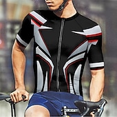 abordables Maillots pour hommes-Homme Maillot Velo Cyclisme Manche Courte Cyclisme Tee-shirt Maillot avec 3 poches arrière VTT Vélo tout terrain Respirable Séchage rapide Conception anatomique Mèche Rouge Bleu Bleu Ciel Des sports