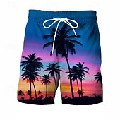 baratos calção de banho boxer masculino-Homens Calção Justo de Natação Shorts de Natação Bermuda de Surf Calças Com Cordão Com bolsos Natação Surfe Praia Esportes Aquáticos Tropical Estampado Verão Primavera