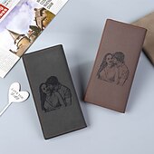 voordelige Voor mannen-Gepersonaliseerde Foto Lederen Portemonnee Aangepast Beste Cadeau voor Vader Gegraveerde Portemonnee voor Echtgenoot Vriend Vaderdag Verjaardag Jubileum Bruiloft Cadeau