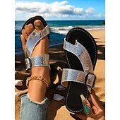 levne Sandály na dovolenou-dámské trendy zelené croc – sandály s reliéfem – dvojité – páskové, tanga – obuv ve stylu dámských plážových výletů, letních procházek a příležitostných setkání
