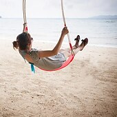 cheap Outdoor Activity-Adjustable Soft Swing Rope for Garden Outdoor Recreation and Fitness with EVA Soft Board Swing Chair