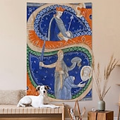 cheap Medieval Tapestry-Medieval Tapestry Middle Age Tapestry Gothic Art Large Tapestry Mural Decor Photograph Backdrop Home Bedroom Living Room Manuscript Illumination with the Beheading of Saint Paul in an Initial S