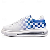 abordables Occasionnel-Baskets tendance à carreaux blancs et verts pour hommes avec semelle coussinée - chaussures décontractées élégantes pour le printemps et l&#039;été
