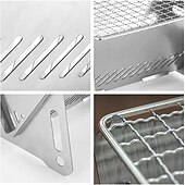 abordables Cuisine de camping-Barbecue pliant au charbon de bois, trous de ventilation faciles à installer en acier inoxydable, gril pliable pour les fêtes