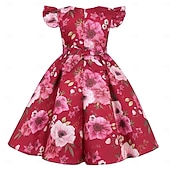 cheap Casual Dresses-Kids Girls&#039; Party Dress Graphic Sleeveless Special Occasion Princess Polyester Party Dress Summer Spring kids Yellow Wine Blue