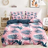 baratos 100% algodão-Capa de Edredom de Folhas Tropicais Tamanho Queen Conjunto de Roupa de Cama Conjunto de Capa de Colcha Cobertura de Edredom Macia Leve com 2 Fronhas para Verão Primavera