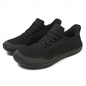 billiga Vardagssneakers-barfota vardagssneakers för män - modern svart, andningsbar mesh, komfortsula - lämplig för dagligt bruk och lätta sporter