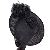 billige Coiffer-Hodeplagg Stoff Fedora-hatt Bryllup Fødselsdag Temafest Hesteveddeløp Elegant Vintage Søt Med Fjær Blomsterhodeplagg
