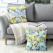 levne květinový a rostlinný styl-Dekorativní polštářky s citronovým kostkovaným motivem 1ks měkký čtvercový polštářový povlak pro ložnici obývací pokoj pohovku židli na jaro a léto
