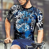 levne Pánské dresy-Pánské Cyklodres Krátký rukáv Kolo Tričko Dres se 3 zadními kapsami Horská cyklistika Prodyšné Rychleschnoucí Anatomický design Odvod Modrá Graffiti Sportovní Oblečení
