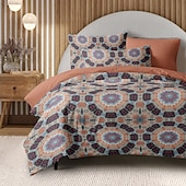 baratos 100% algodão-Conjunto de Capa de Edredom Boêmio 100% Algodão Suave e Respirável Roupa de Cama com Impressões Cobertor Leve e Durável Confortável para Todas as Estações Fácil de Cuidar
