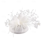 abordables Fascinators-accessoire Imitation Lin Plumes Mariage Soirée Élégant Mariage Avec Plume Casque Couvre-chef