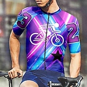 abordables Maillots pour hommes-Homme Maillot de cyclisme Manche Courte Cyclisme T-shirt Maillot avec 3 poches arrière VTT Vélo tout terrain Respirant Séchage Rapide Design Anatomique Évacuation de l&#039;Humidité Pourpre foncé Bleu