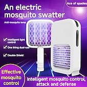お買い得  電気蚊忌避剤-USB充電式電動蚊たたき – 充電式家庭用蚊殺しランプ、電気ショック付きハエ叩き