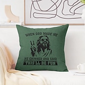 billiga Kuddfodral för semester-Påsk Jesus Dekorativa Kuddöverdrag 1PC Mjukt Fyrkantigt Soffkuddcase Kuddöverdrag för Sovrum Vardagsrum Soffa Stol Röd Grön Grå