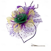 baratos Capacete de Casamento-Peça para Cabeça Tule Penas Casamento Festa de Noite Elegante Casamento Com Penas Capacete Chapéu