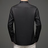 preiswerte Bügelfreie Herrenhemden-Herren Hemd Kleidhemd Knopfhemd Einfach Hochzeit Täglich Schwarz Weiß Rosa Wein Langarm Hemdkragen Frühling &amp; Herbst Bekleidung Patchwork