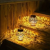 cheap Landscape Lights-LED Solar Lights Outdoor Hanging Lantern Metal Garden Decoration LED Lights for Yard Patio Lawn Tabletop Pathway Landscape Garden Decoration