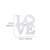 cheap Statues-White Double-Layer &quot;LOVE&quot; Letter Tabletop Decor, PVC Freestanding Sign, Romantic Valentine&#039;s Day, Wedding, Anniversary Decoration, Warm Indoor Desktop Letter Ornament for Home and Party Display