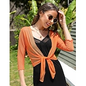 voordelige moeders wikkels-Damesomslag Elegant 3/4 mouw Chiffon Bruiloftsomslagen Met Pure Kleur Voor Feest Lente zomer