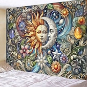 お買い得  マンダラタペストリー-太陽と月のマンダラ掛け布 壁アート 大型タペストリー 壁画装飾 写真の背景 ブランケット カーテン 家の寝室 リビングルームの装飾