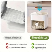 voordelige Keukenapparatuur-48 ijsblokjesmachine met eenvoudig te openen deksel - grote capaciteit dubbellaags ontwerp voedselveilige kunststof opberglade geschikt voor invriezen - geweldig voor whisky en cocktails essentiële